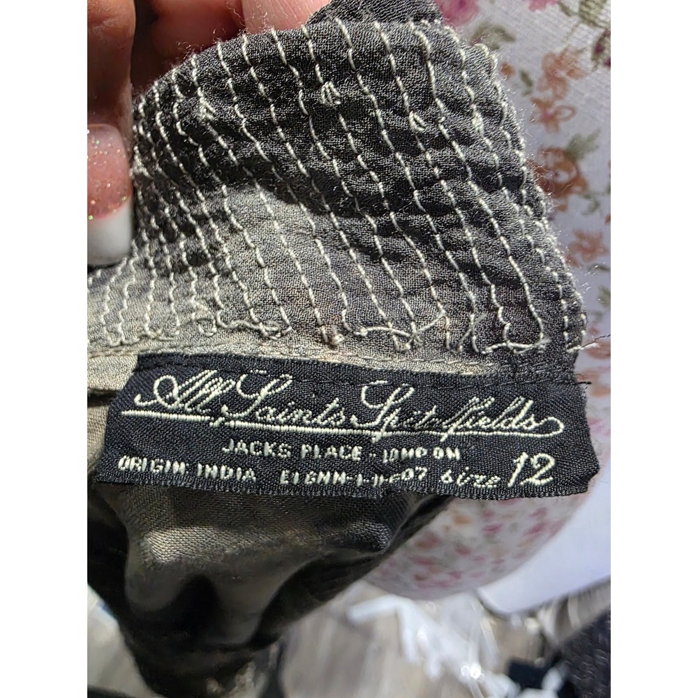 AllSaints Spitalfields Tie Dye Top Sequin Embellished Rock Biker Party Glam Sz12 - Picture 3 of 8